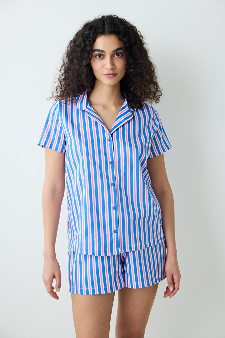 Amelia Shirt Shorts Blue PJ Set - 1