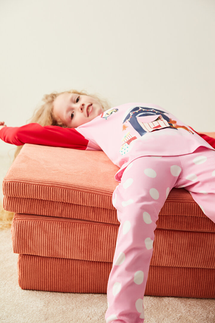 Açık Pembe Kız Çocuk Ev Desenli Pijama Takımı - 2