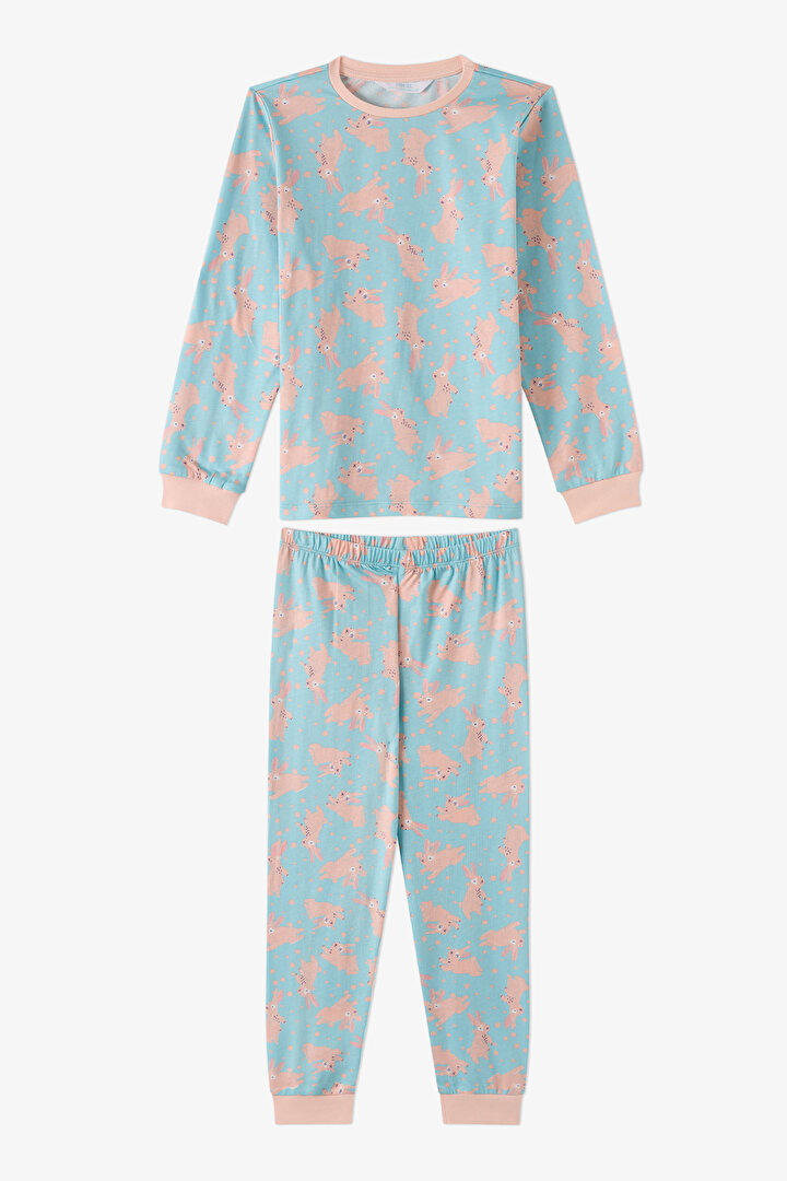 Kız Çocuk Mint Bunny Ride Pamuklu Uzun Kollu 2'li Pijama Takımı - 2