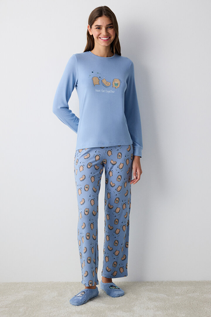 Have Fun Light Blue Thermal PJ Pants - 2