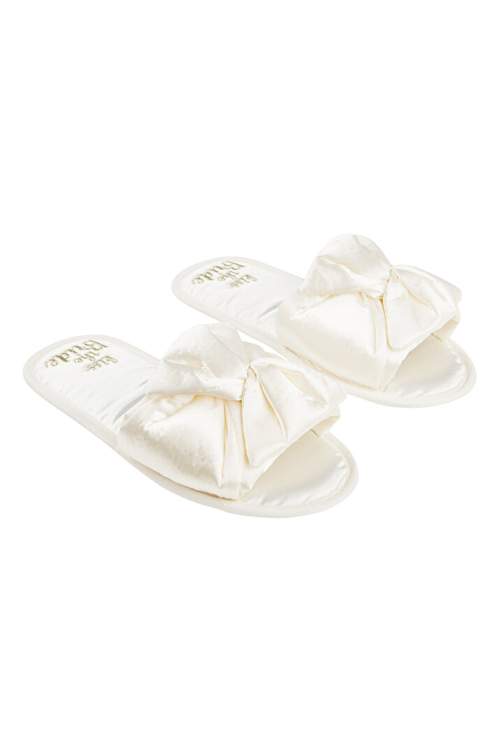 Beyaz Fiyonk Detaylı Terlik-Gelin Koleksiyonu - 1