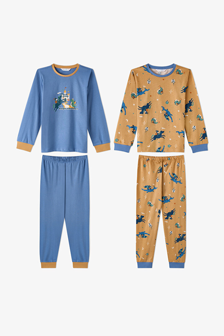 Erkek Çocuk Tiny Friends Adventure Pamuklu Uzun Kollu 2'li Pijama Takımı - 1
