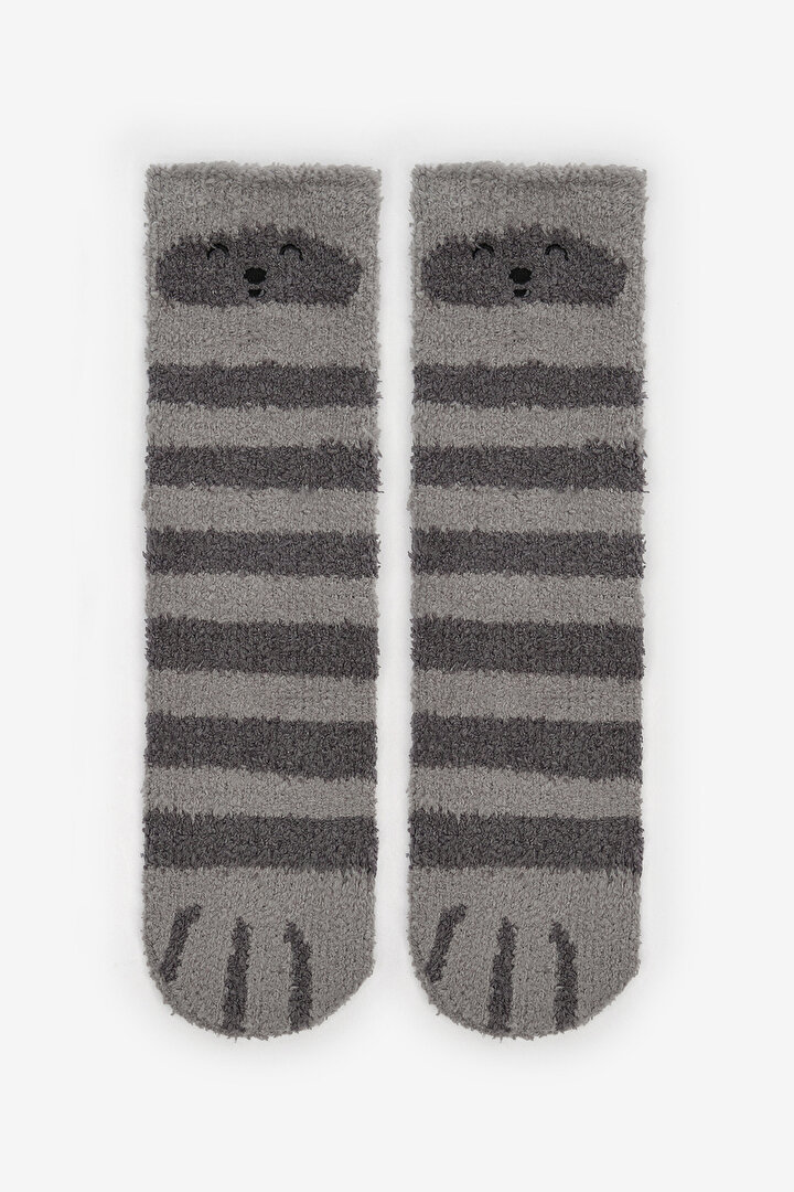 Grey Striped Light Grey Socket Socks - 1