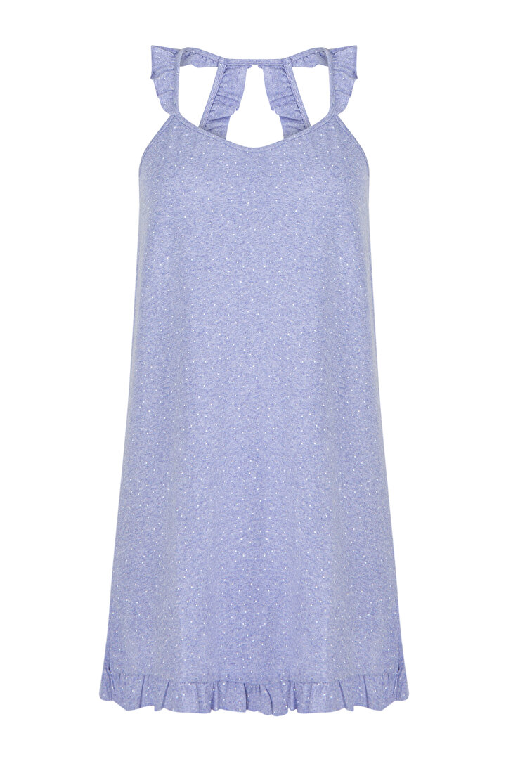 Violet Dotted Frill Dress - 1