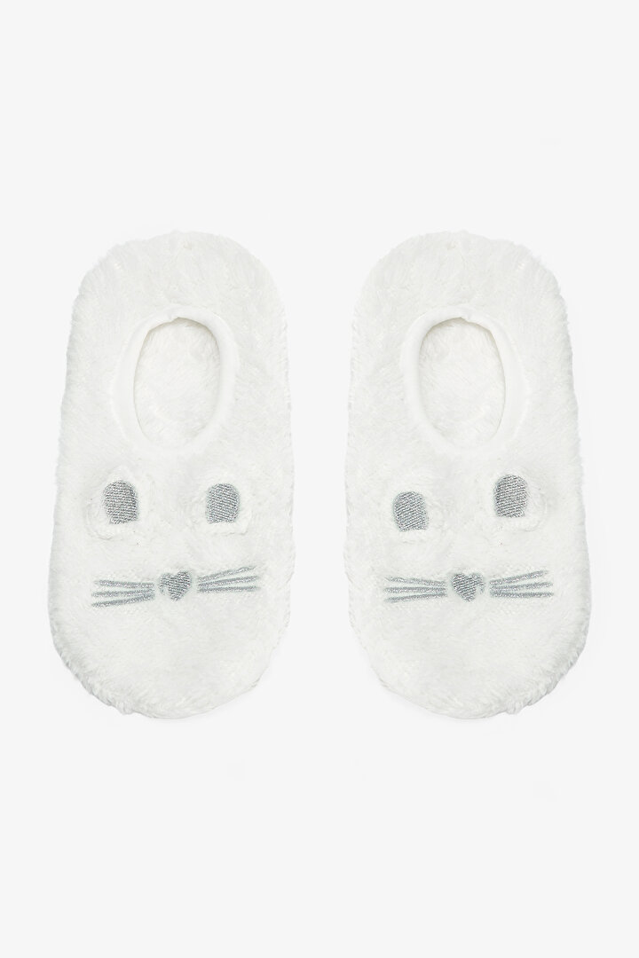 Off-White Cute Cat Embroidered Slippers - 1