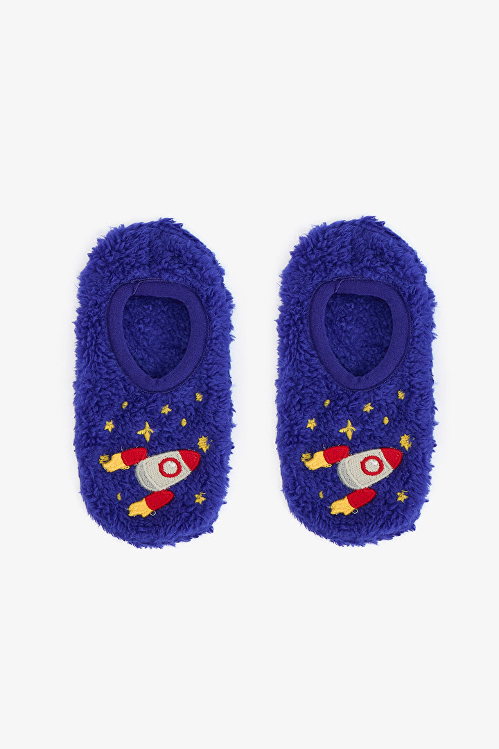 Saks Blue Boys Space Planet Embroidered Non-Slip Sole Home Slippers - 1