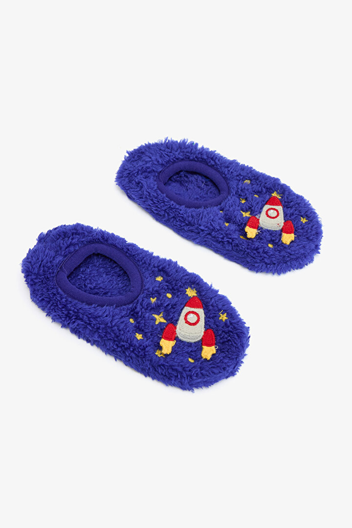 Saks Blue Boys Space Planet Embroidered Non-Slip Sole Home Slippers - 2