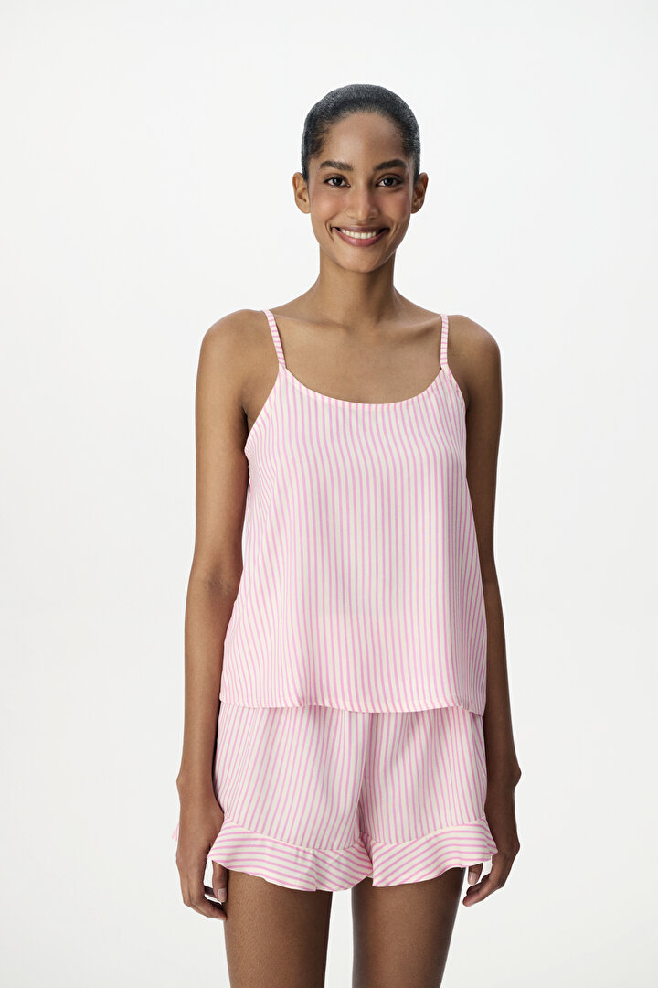 Pembe Pink Stripes Şortlu Pijama Takımı - 2