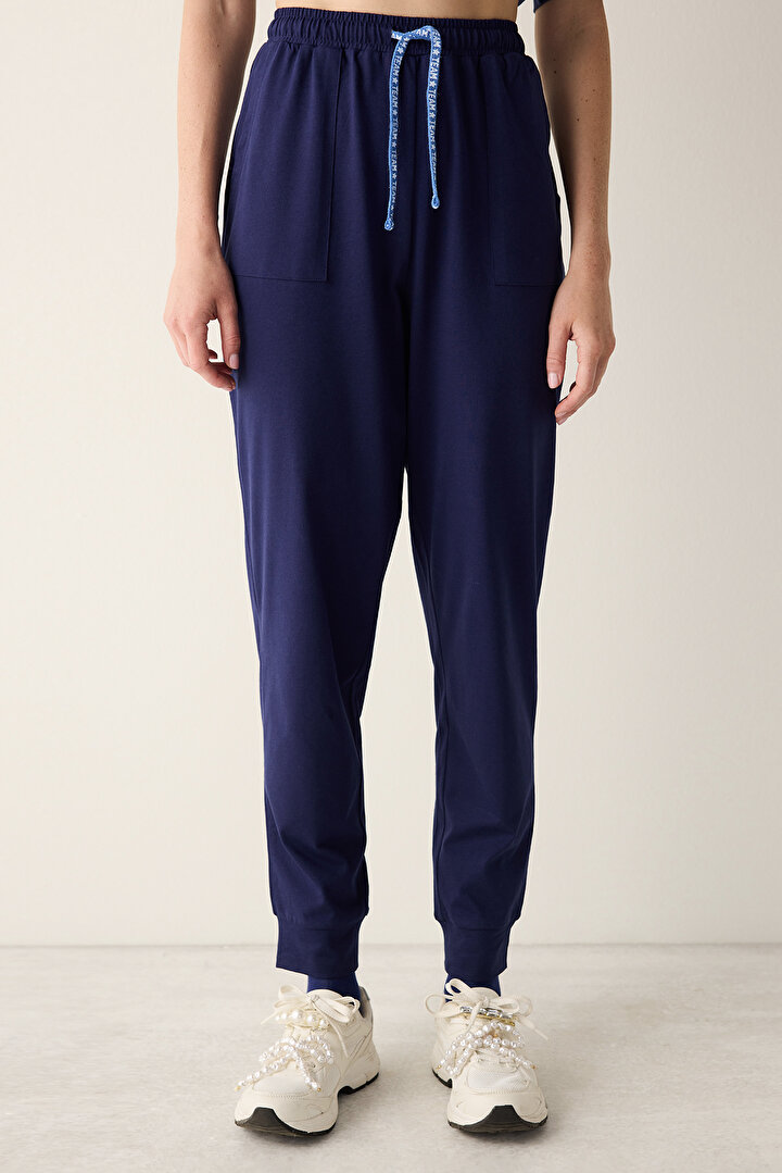 Navy Solid Navy Blue Pant PJ Bottom - 1