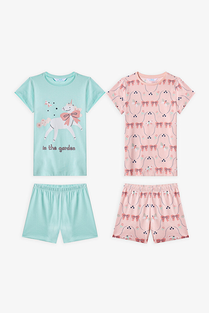 Mint Yeşili Kız Çocuk in The Garden 2'li Pijama Takımı - 1