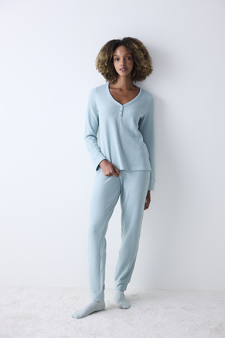 Soft Light Green Pant PJ Set - 2