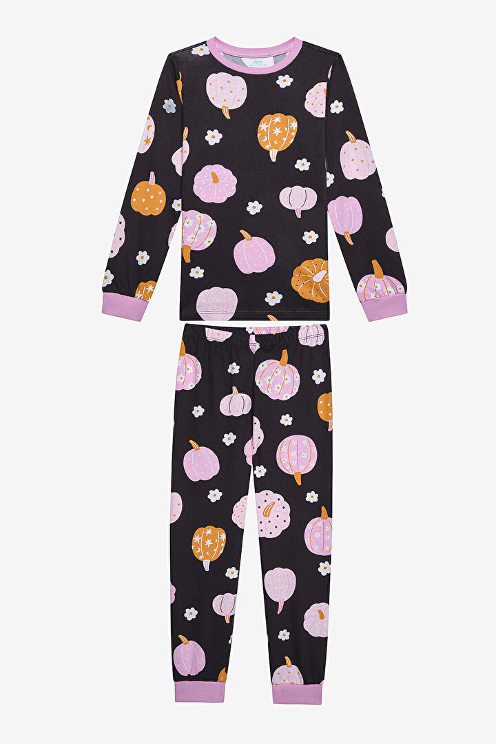 Girls Pumpkin Multi Colour PJ Set - 1