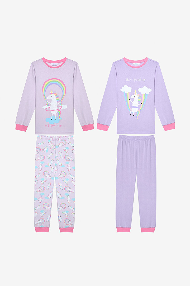 Girls Playful Unicorn 2in1 Multi Colour PJ Set - 1