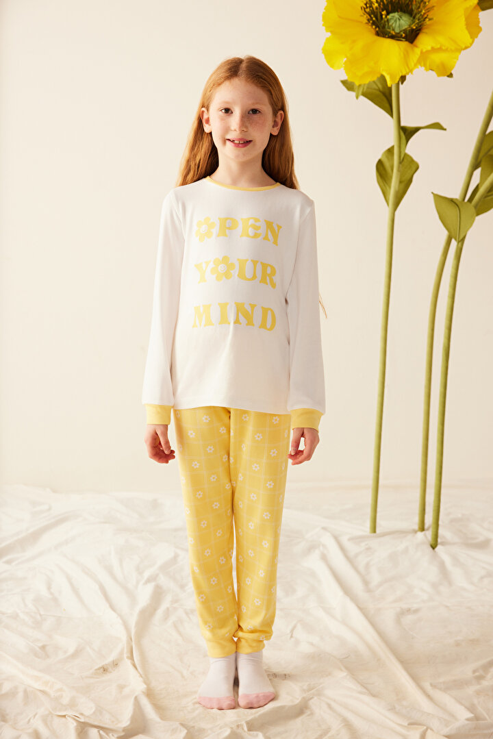 Çok Renkli Kız Çocuk Diasy Termal Pijama Takımı - 1