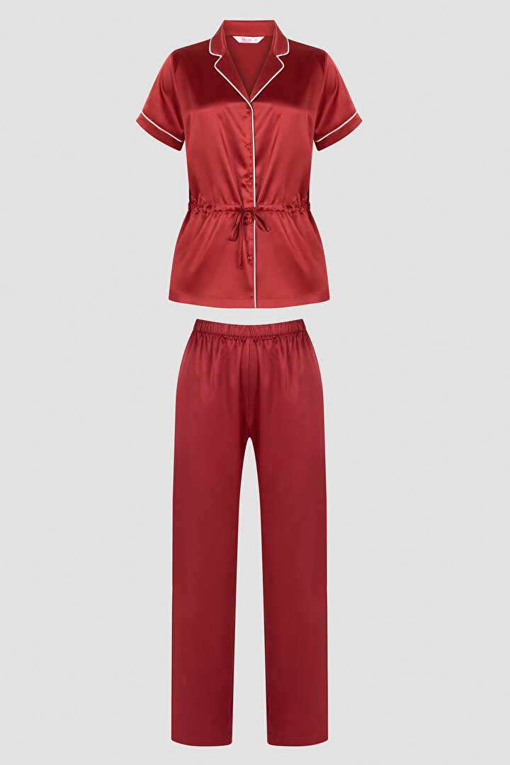Eloise Satin Shirt Pants PJ Set - 1