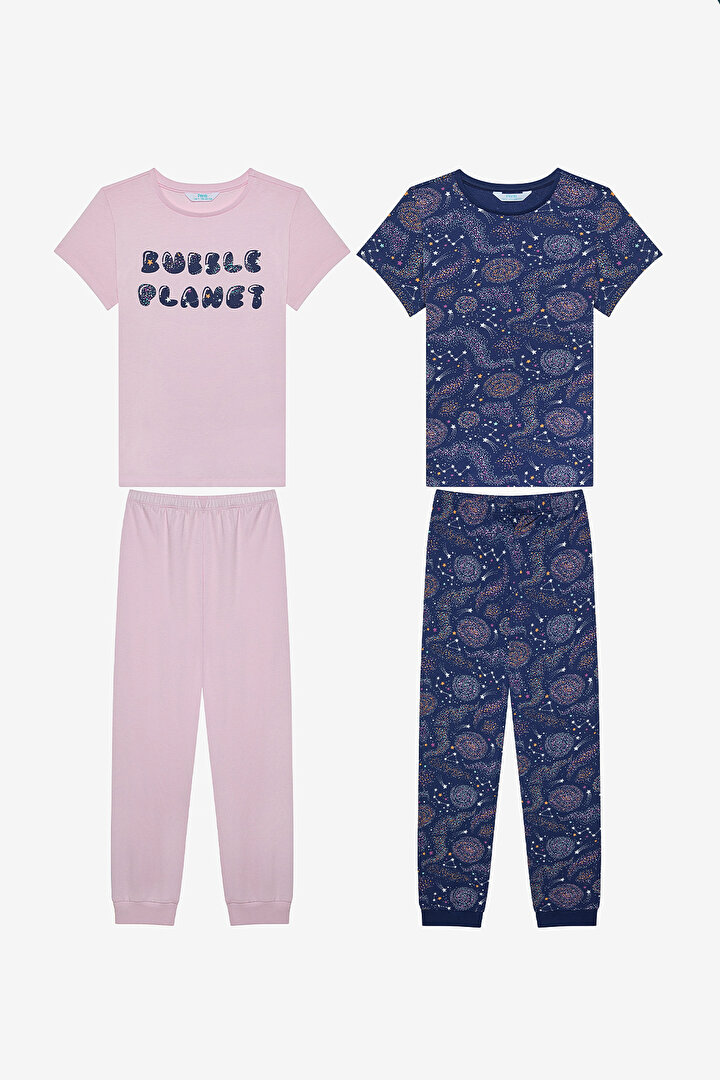 Kız Çocuk Bubble 2li Çok Renkli  Pijama Takımı - 1