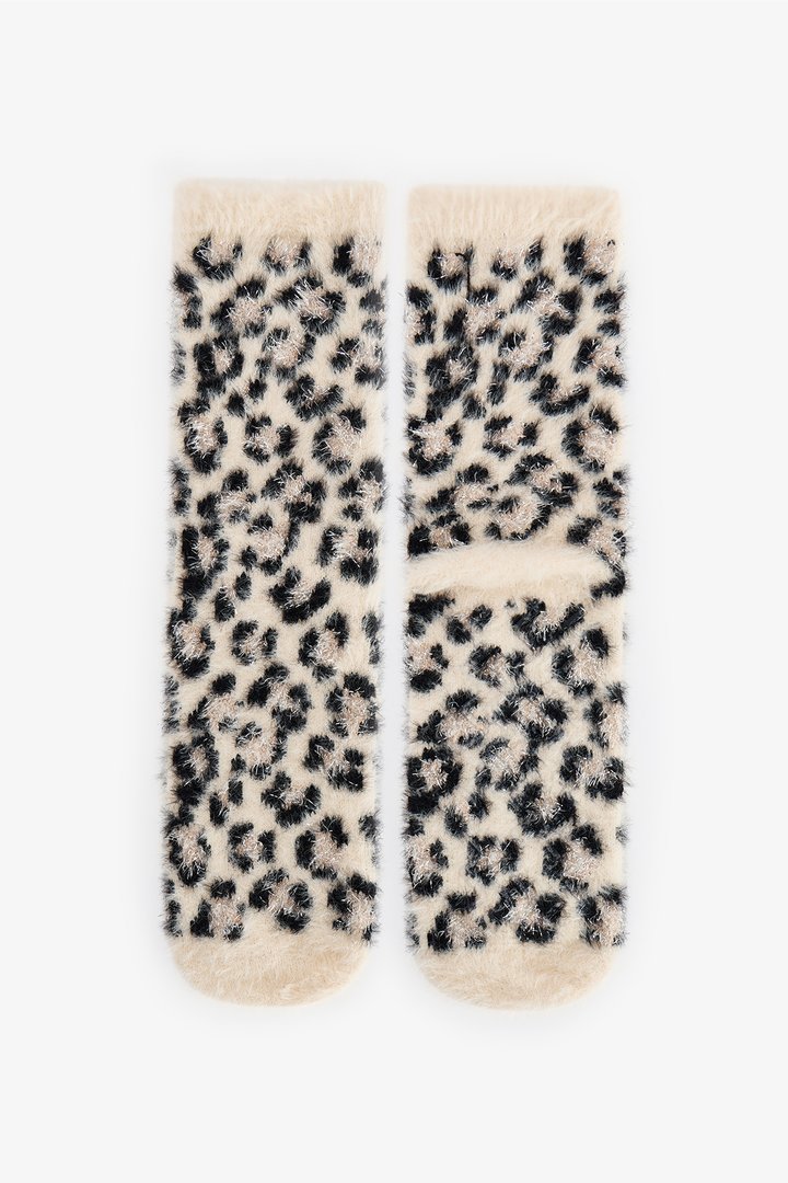Beige Leopard Ankle Socks - 1