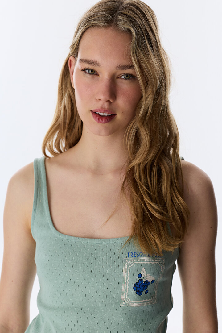 Açık Yeşil Dolce Pointel Pamuklu Şortlu Pijama Takımı - 2