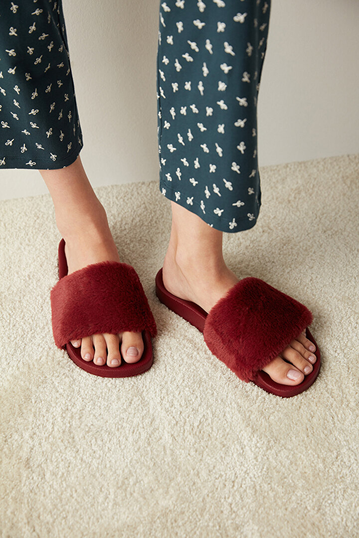 Bordo Deri Terlik - 1