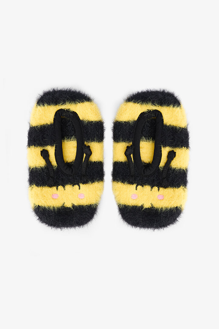 Black Boys Bee Patterned Accessory Non-Slip Sole Home Slippers - 1