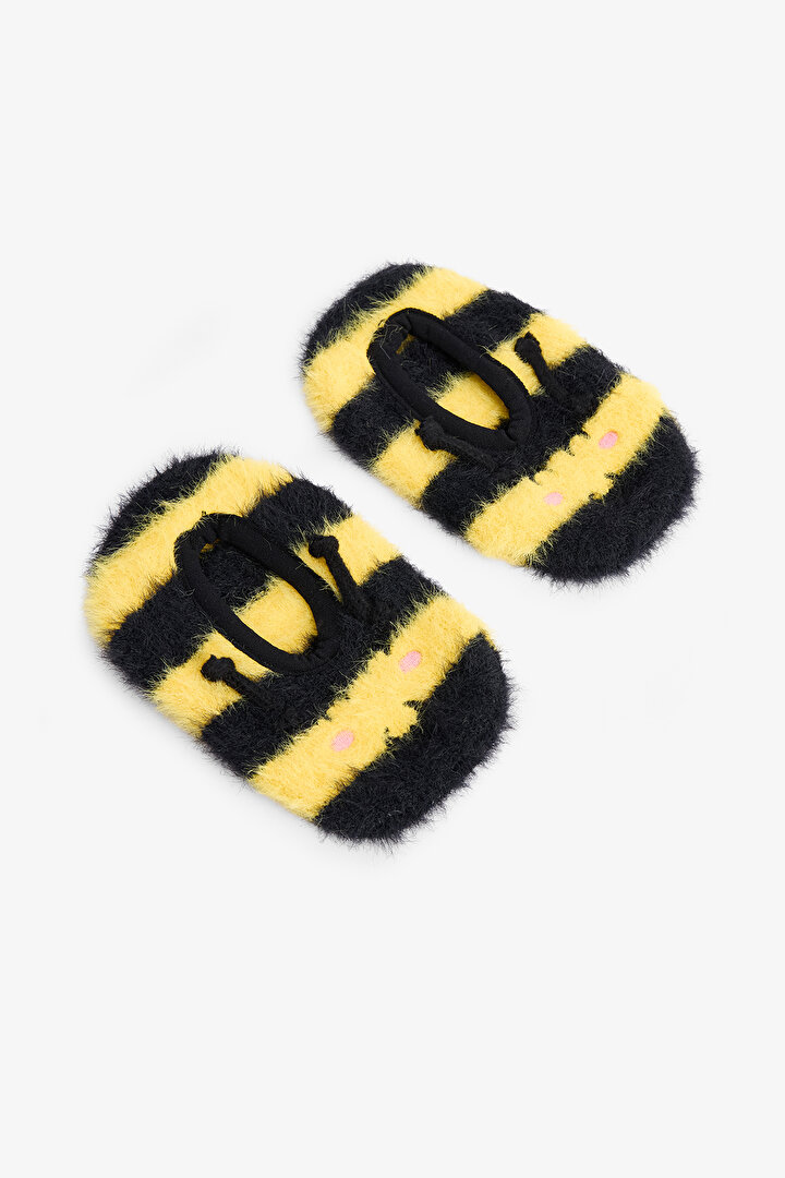 Black Boys Bee Patterned Accessory Non-Slip Sole Home Slippers - 2