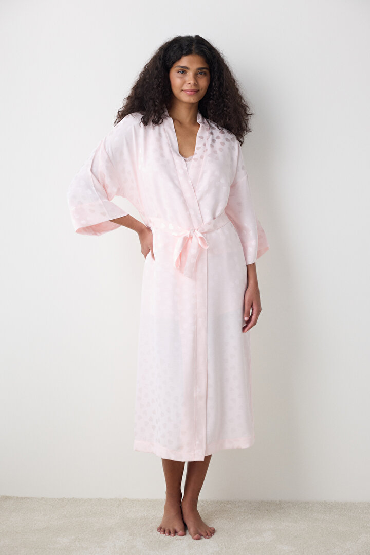 Pink Heart Satin Robe - Penti Loves Paris Collection - 1