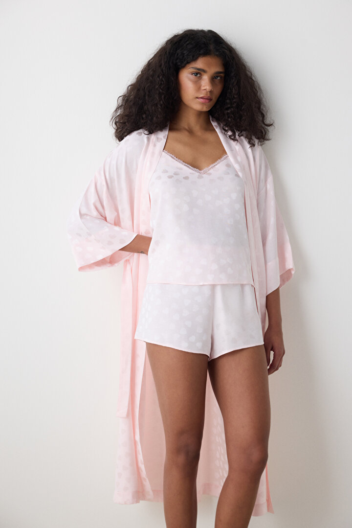 Pink Heart Satin Robe - Penti Loves Paris Collection - 2