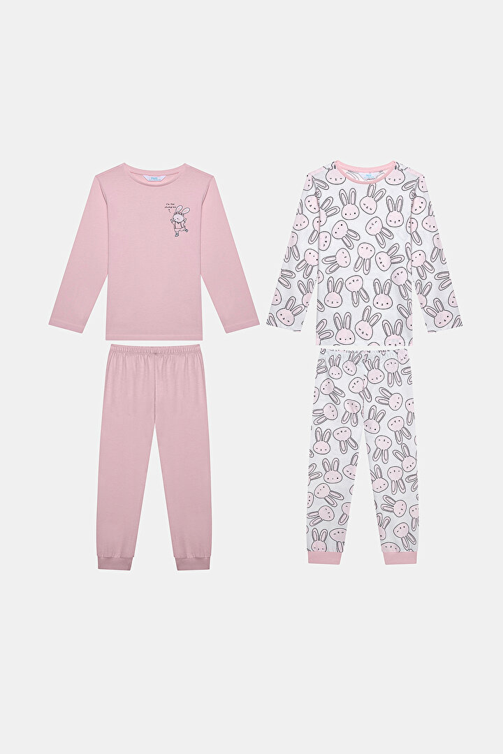 Kız Çocuk Bunnies Çok Renkli 2li Pijama Takımı - 1