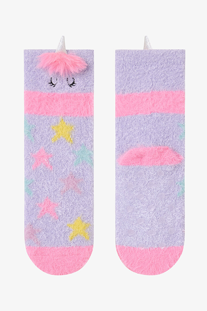 Lilac Girls Unicorn Embroidered Accessory Non-Slip Sole Home Slippers - 1