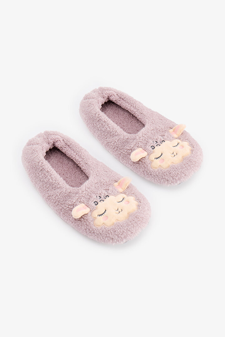 Lila Sleepy Sheep Slogan Desenli Patik - 1