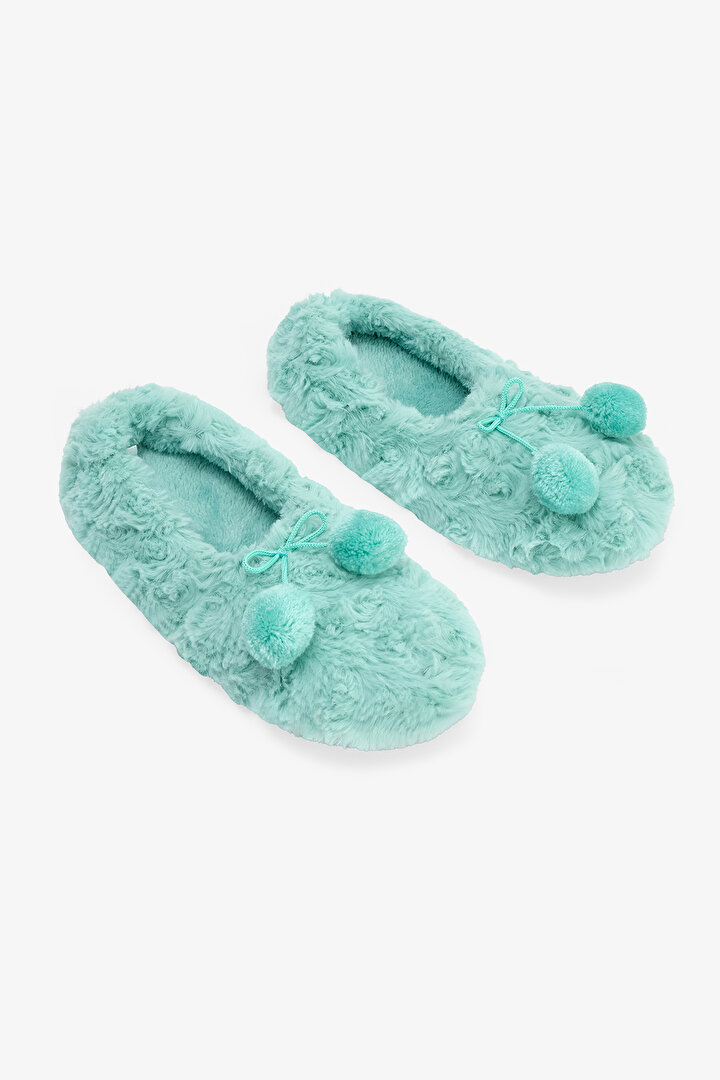 Açık Yeşil Cozy Ponponlu Ev Patiği - 2