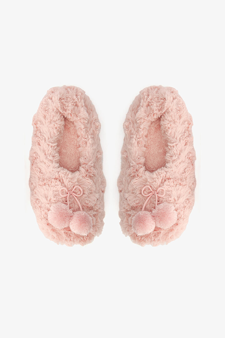 Pembe Cozy Ponponlu Ev Patiği - 1