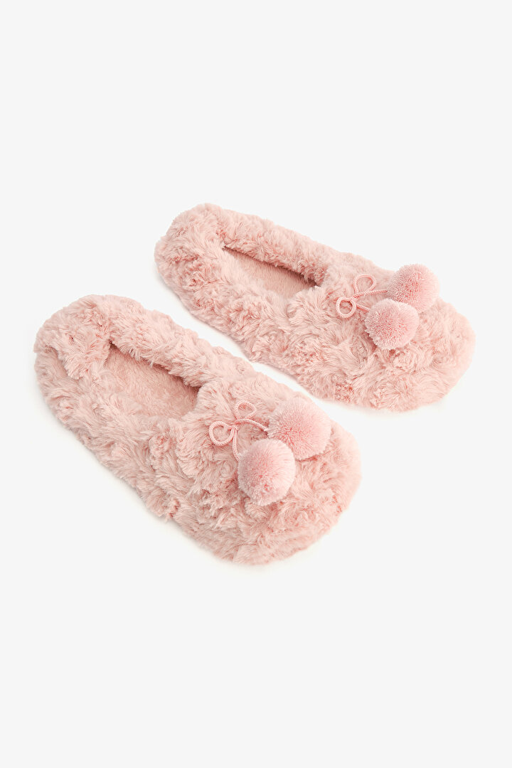 Pembe Cozy Ponponlu Ev Patiği - 2
