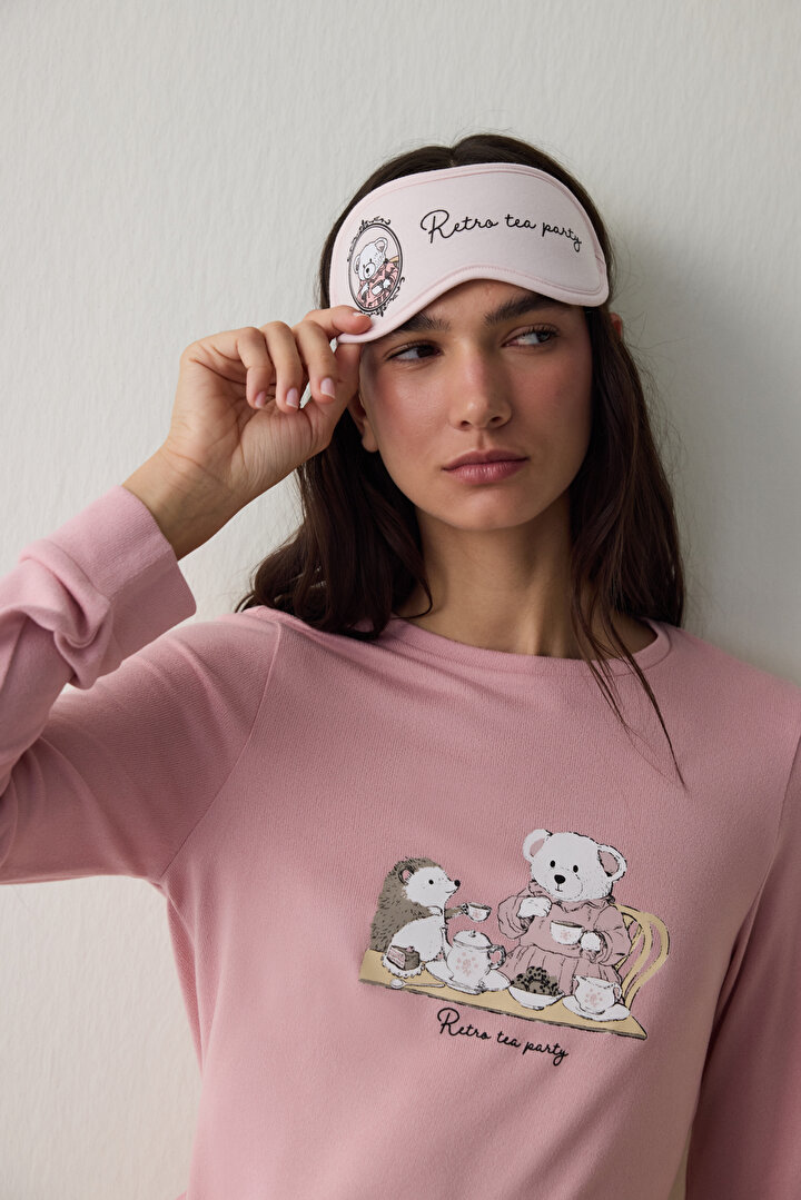 Lila Tea Party Sloganlı Uyku Gözlüğü - 1