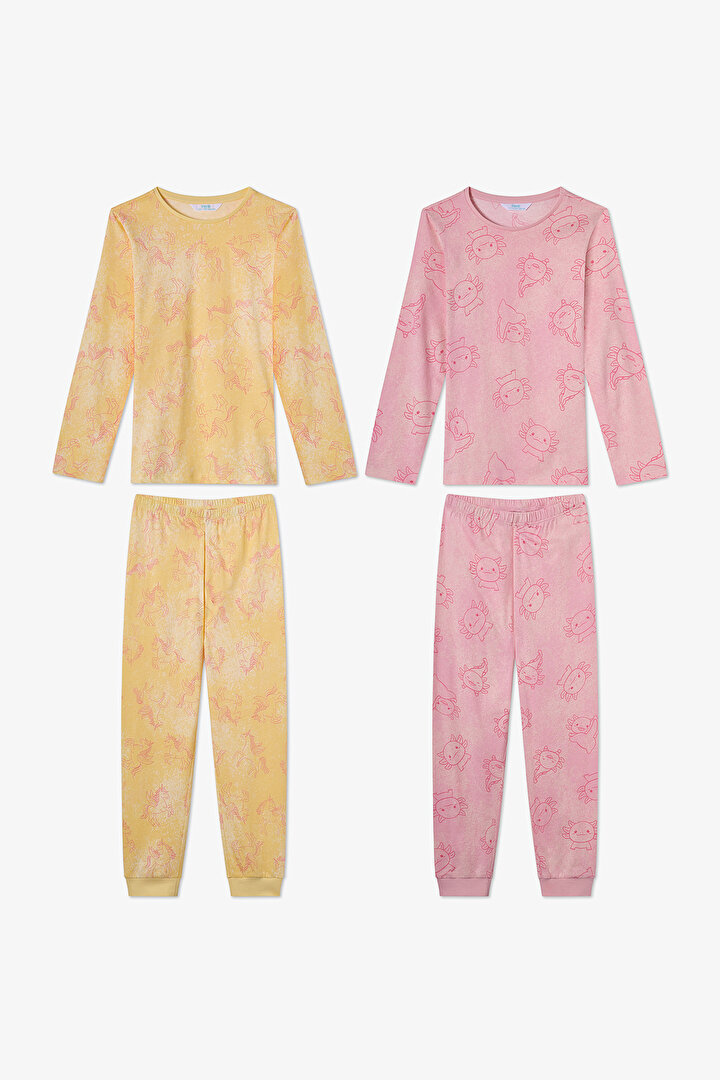 Pembe Kız Çocuk Flying 2'li Pijama Takımı - 1