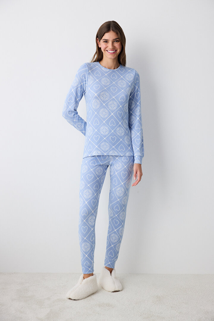 Winter Love Thermal Blue Pant PJ Set - 1