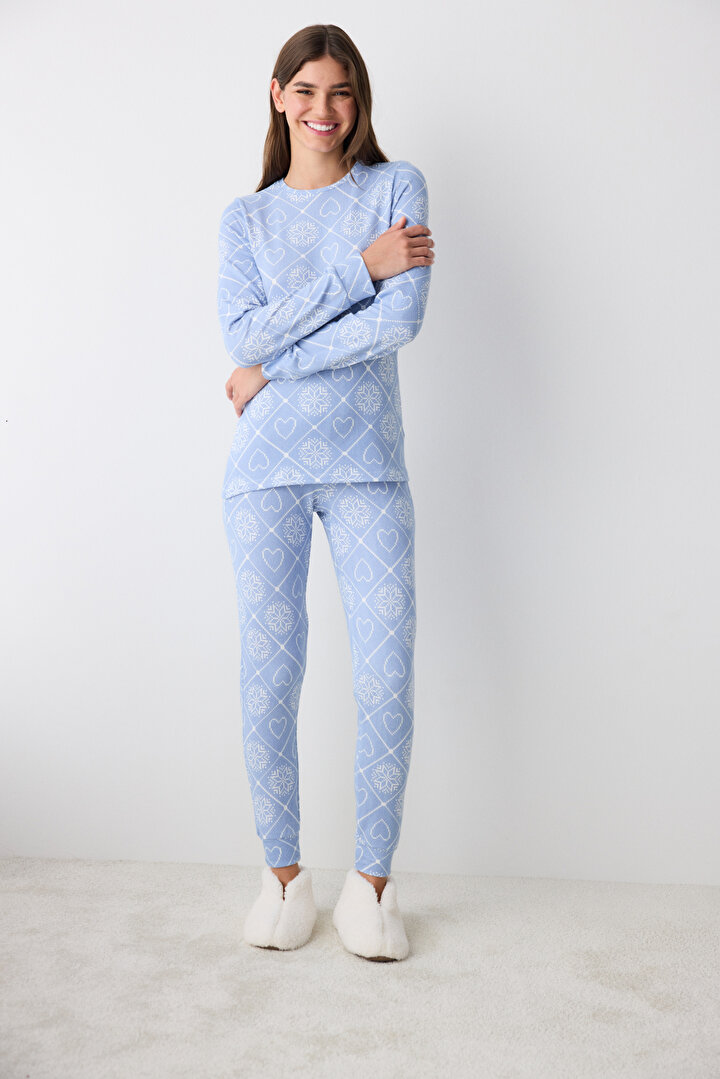 Winter Love Thermal Blue Pant PJ Set - 2