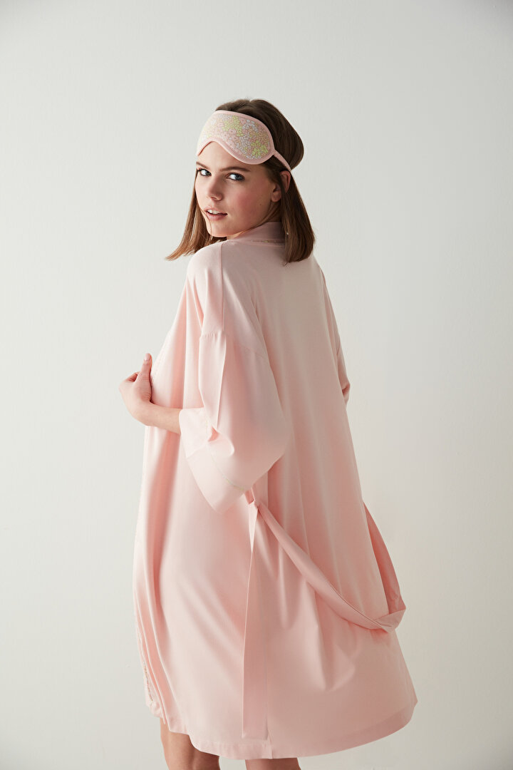 Pink Chloe Solid Dressing Gown - 1