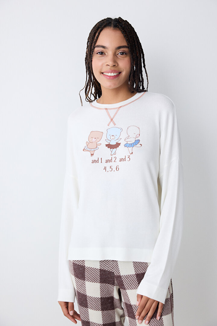 Cute Bear Ekru Sweatshirt - 2