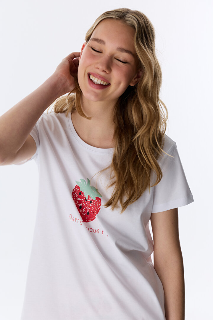 Optik Beyaz Berry-Licious Şortlu Pijama Takımı - 2