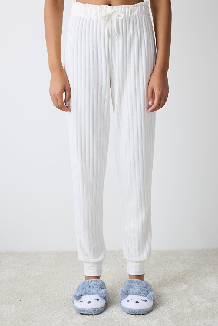 Warm Hearts Rib White Pants - 1