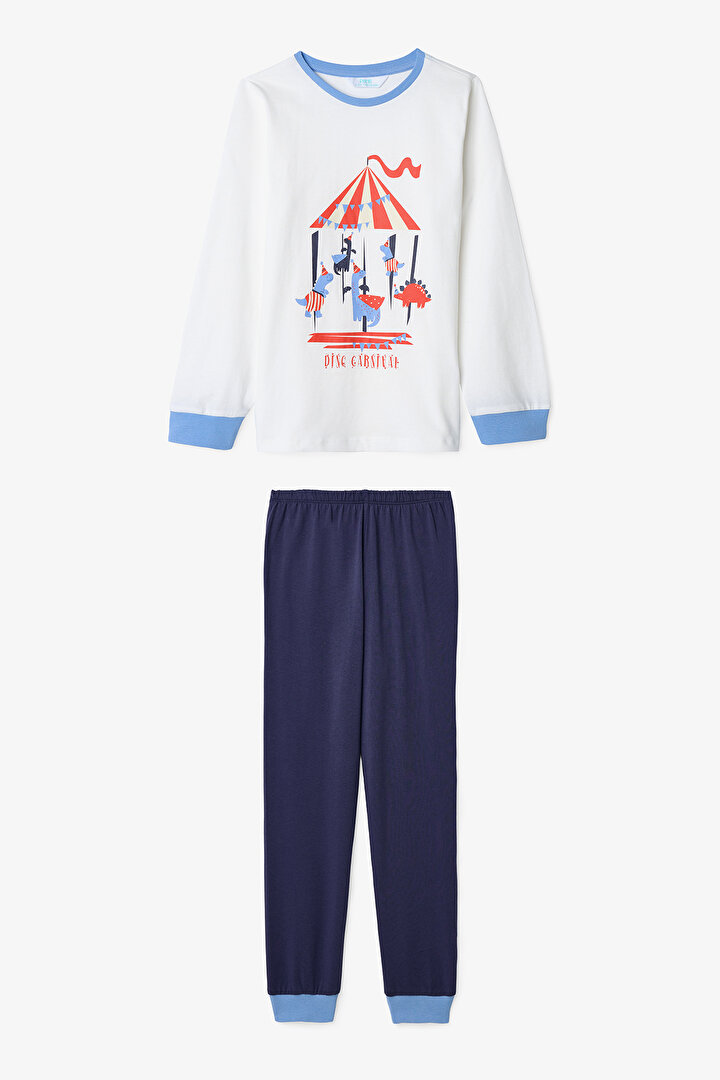 Erkek Çocuk Atlıkarınca Desenli Dino Carnaval 2'li Pijama Takımı - 2