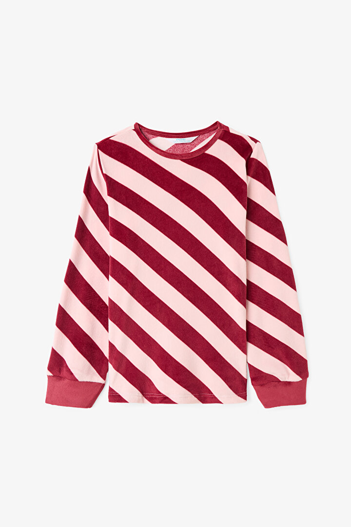 Dusty Rose Girls Striped Long Sleeve Pajama Set - 2