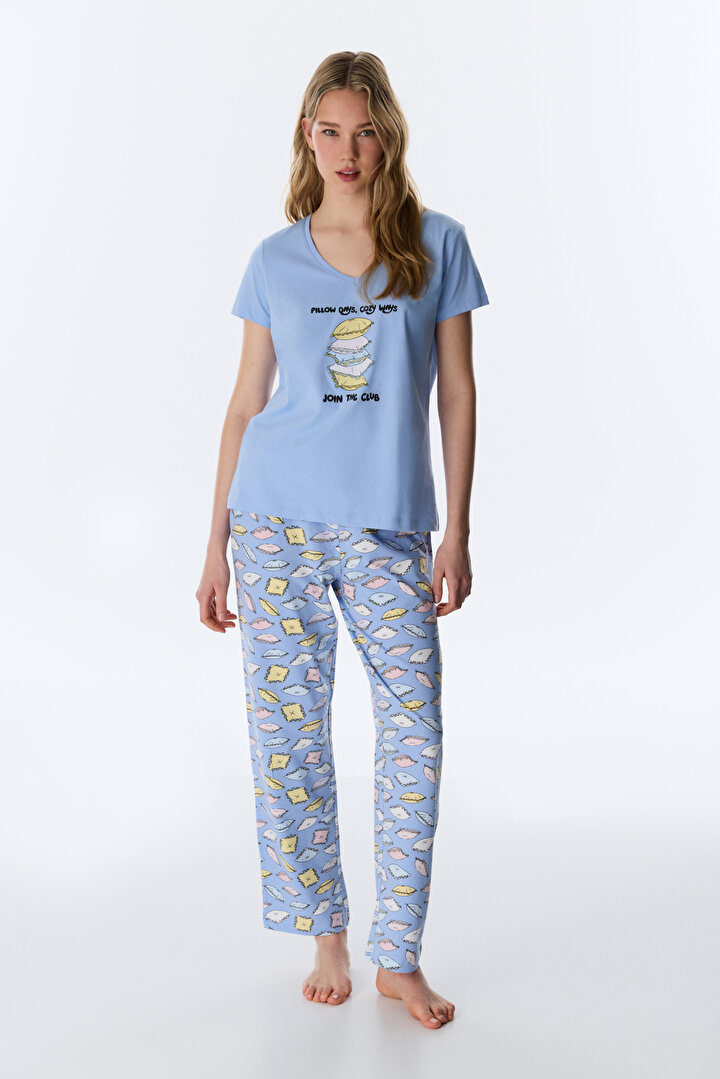 Blue Pillow Days Pants Pajama Set - 1