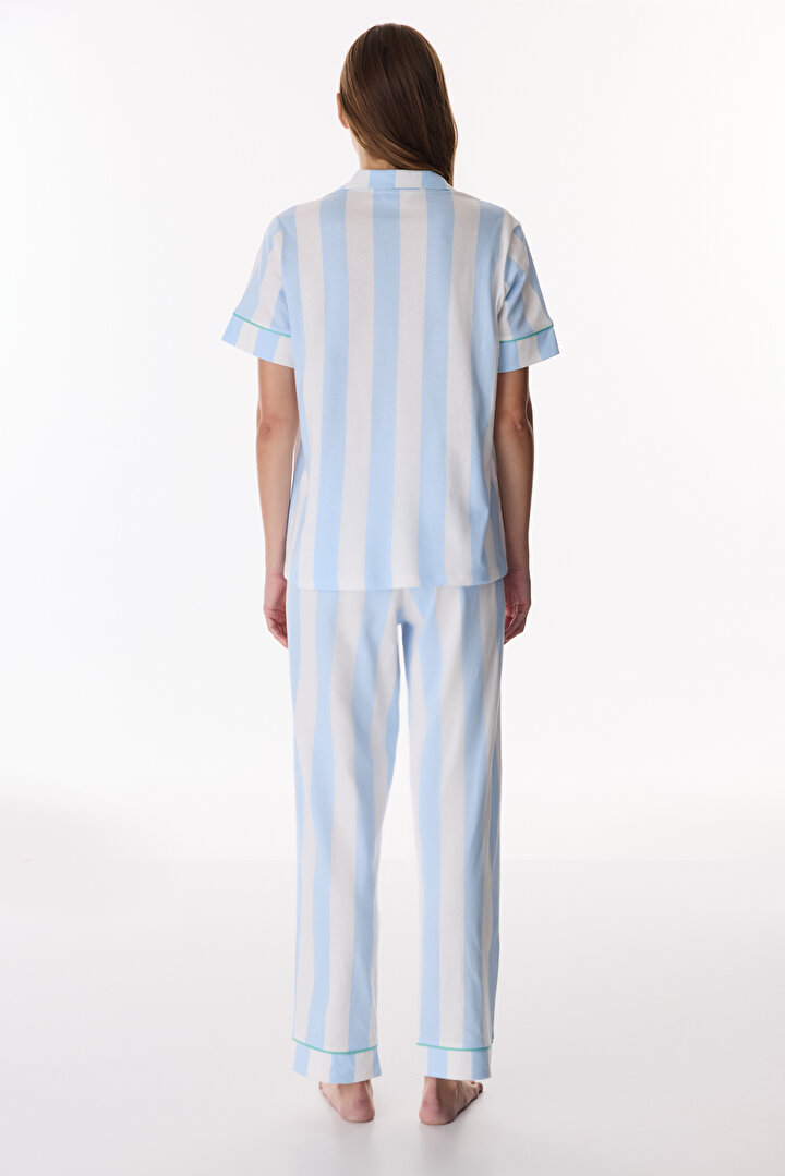 Açık Mavi Dreamy Mood Gömlek Pantolon Pijama Takımı - 1
