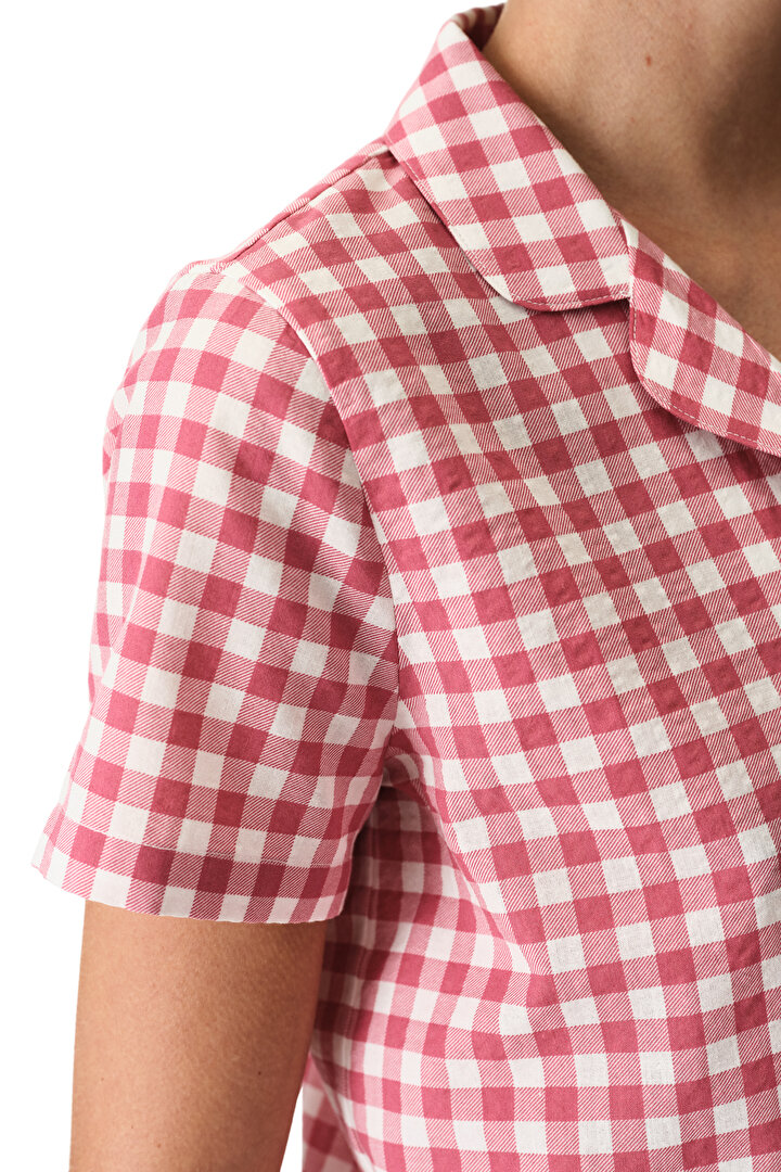 Rose Dust Pink Gingham Shirt & Shorts Pajama Set - 2