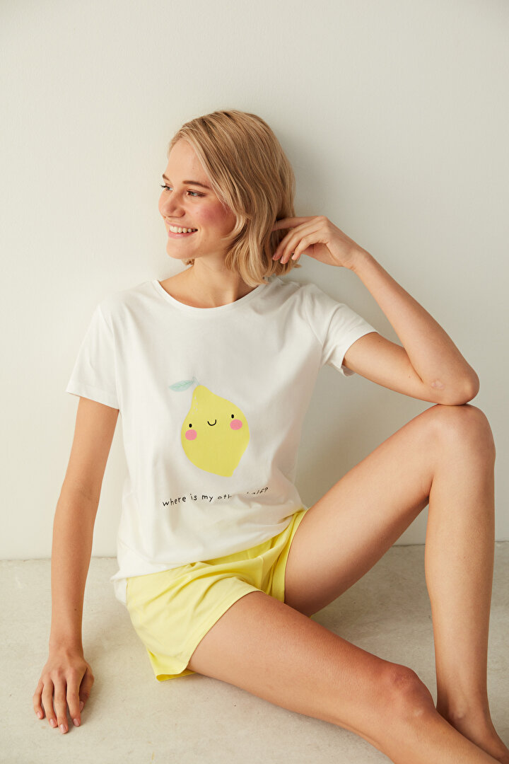 Lemon Tshirt Shorts PJ Set - 1