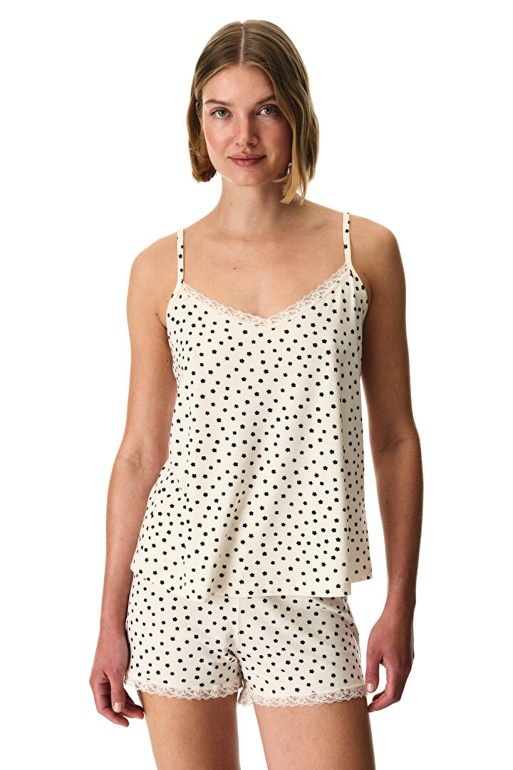 Beige Fleur Shorts Pajama Set - 1