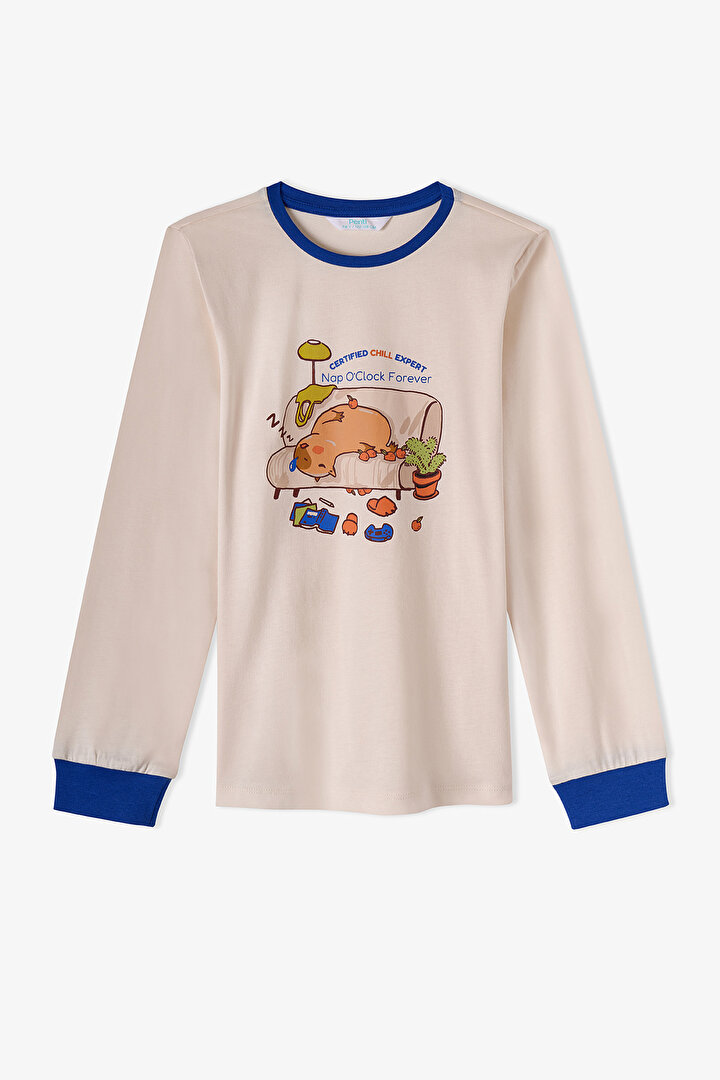 Erkek Çocuk Saks Nap Time Pamuklu Uzun Kollu 2'li Pijama Takımı - 2