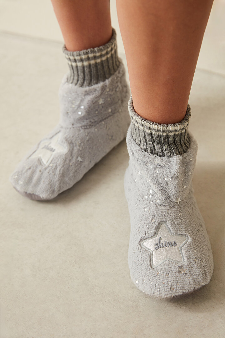 Grey Shiny Liner Socks - 1